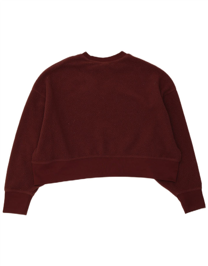 Maglione in pile oversize corto da donna Nike UK 10 piccolo poliestere marrone