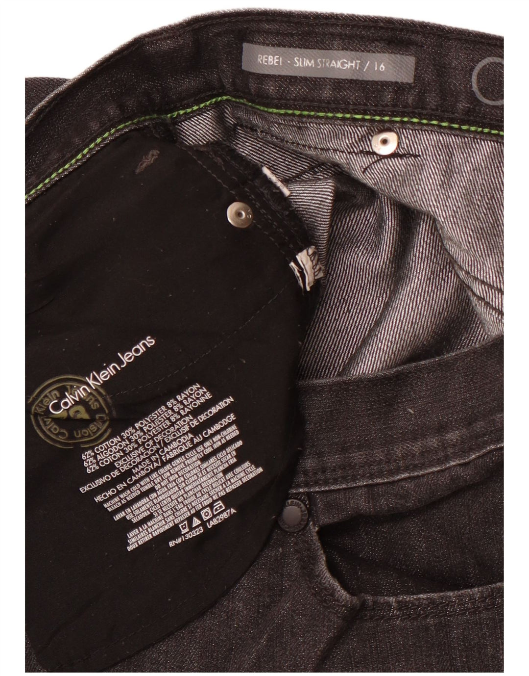 CALVIN KLEIN Jeans dritti Rebel per ragazze 15-16 anni W30 L29 Nero Classico