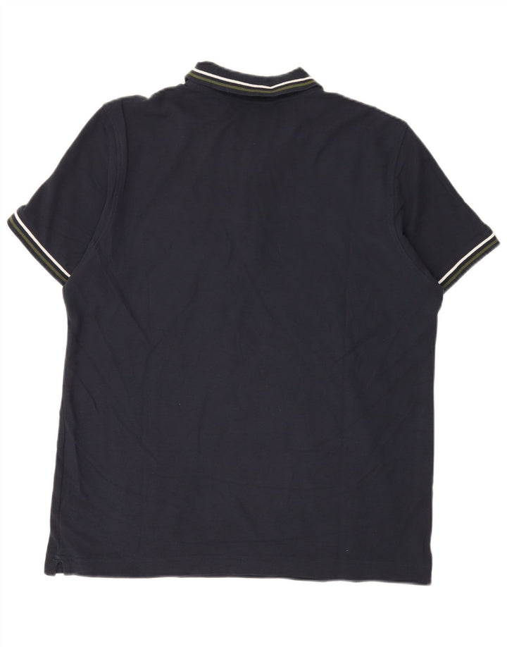 Polo da uomo Lotto in cotone a righe medie blu navy