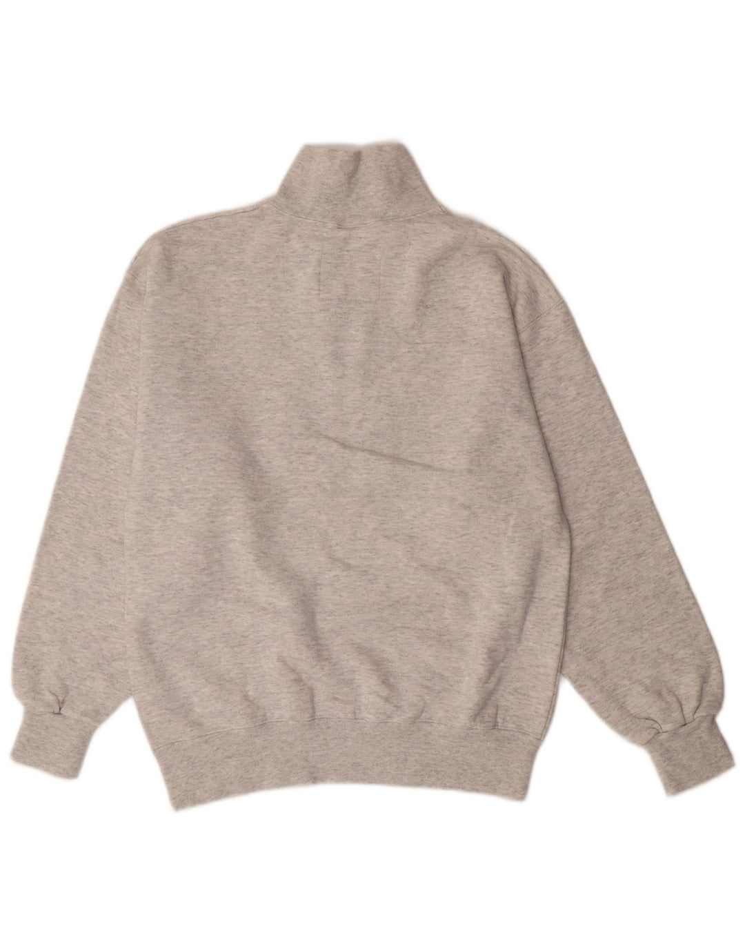 CHAMPION Mens Graphic Zip Neck Sweatshirt Jumper Small Grey Flecked Cotton