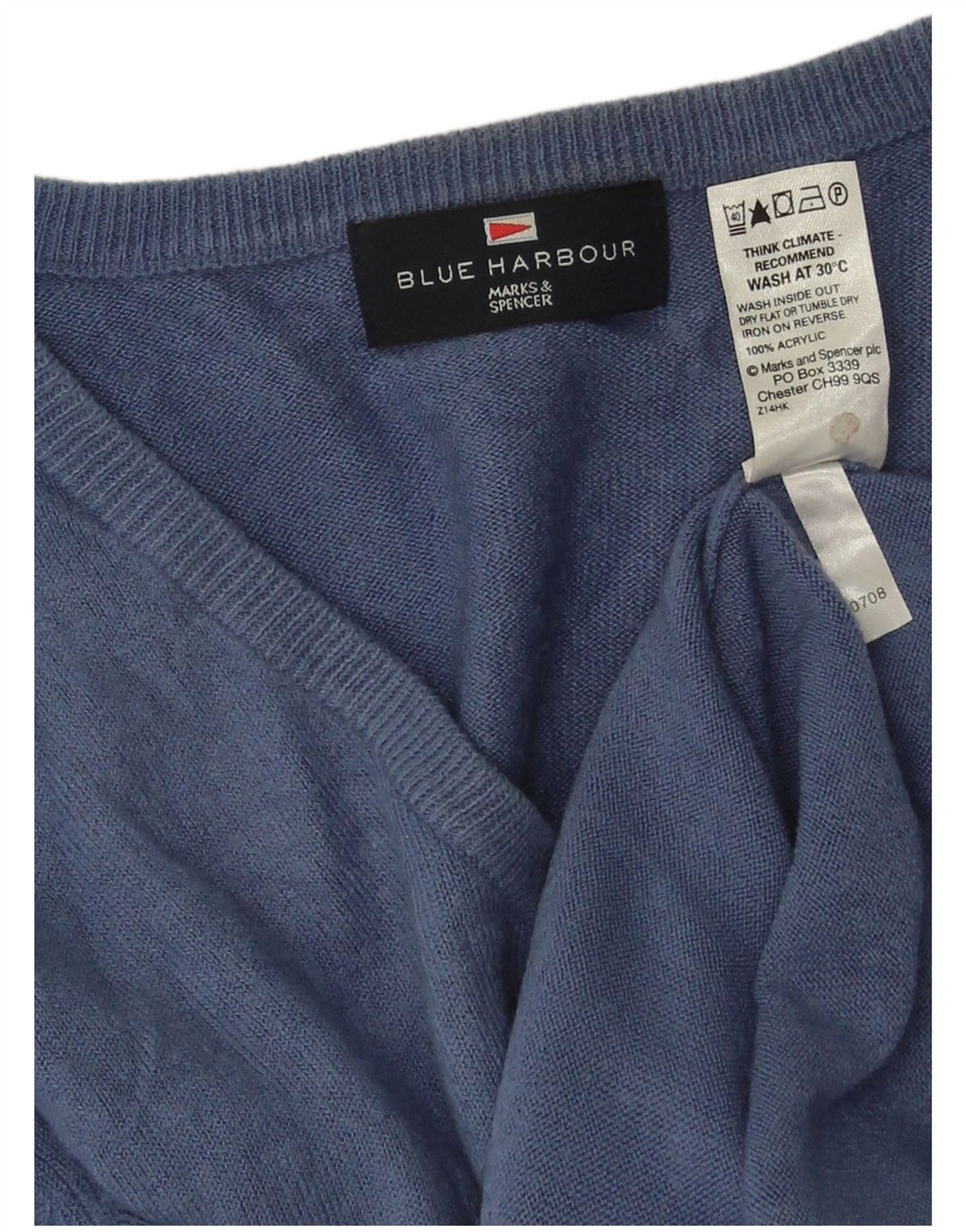 Maglione da uomo Marks & Spencer Blue Harbour con scollo a V grande blu navy