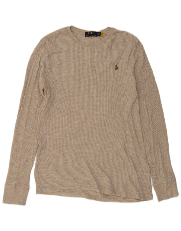 POLO RALPH LAUREN Top da uomo manica lunga grande cotone beige