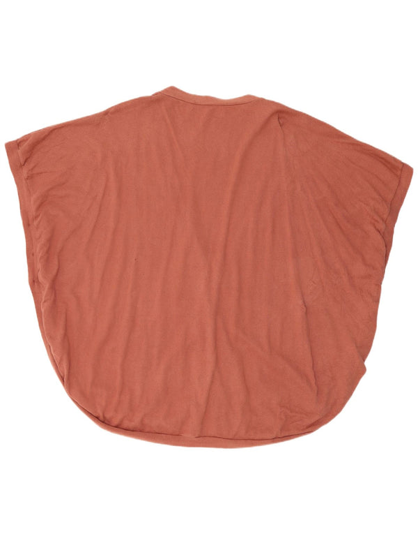Maglione cardigan poncho senza maniche da donna Topshop UK 14 grande cotone marrone