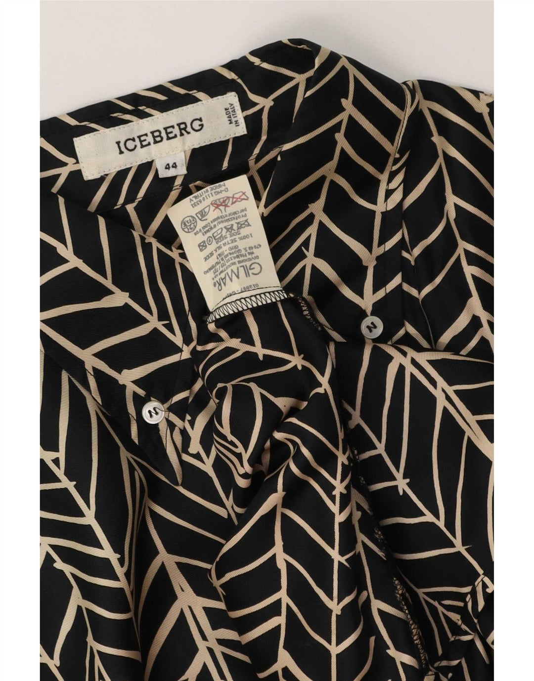 Camicia da donna Iceberg IT 44 Seta geometrica nera media