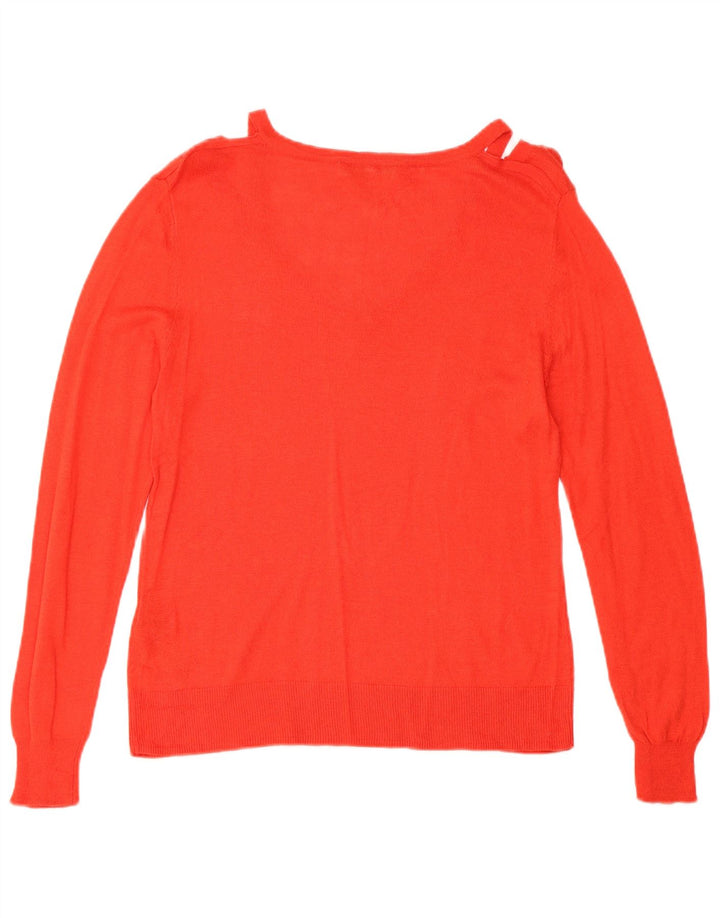 Maglione Zara da donna con scollo a V UK 10 piccolo viscosa arancione