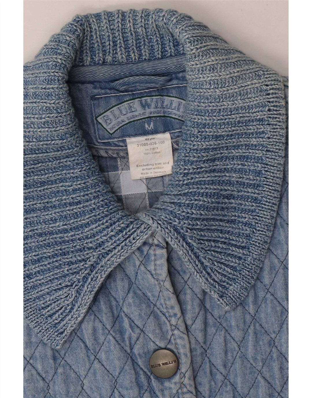 Gilet in denim trapuntato da donna Blue Willi's UK 14 cotone medio