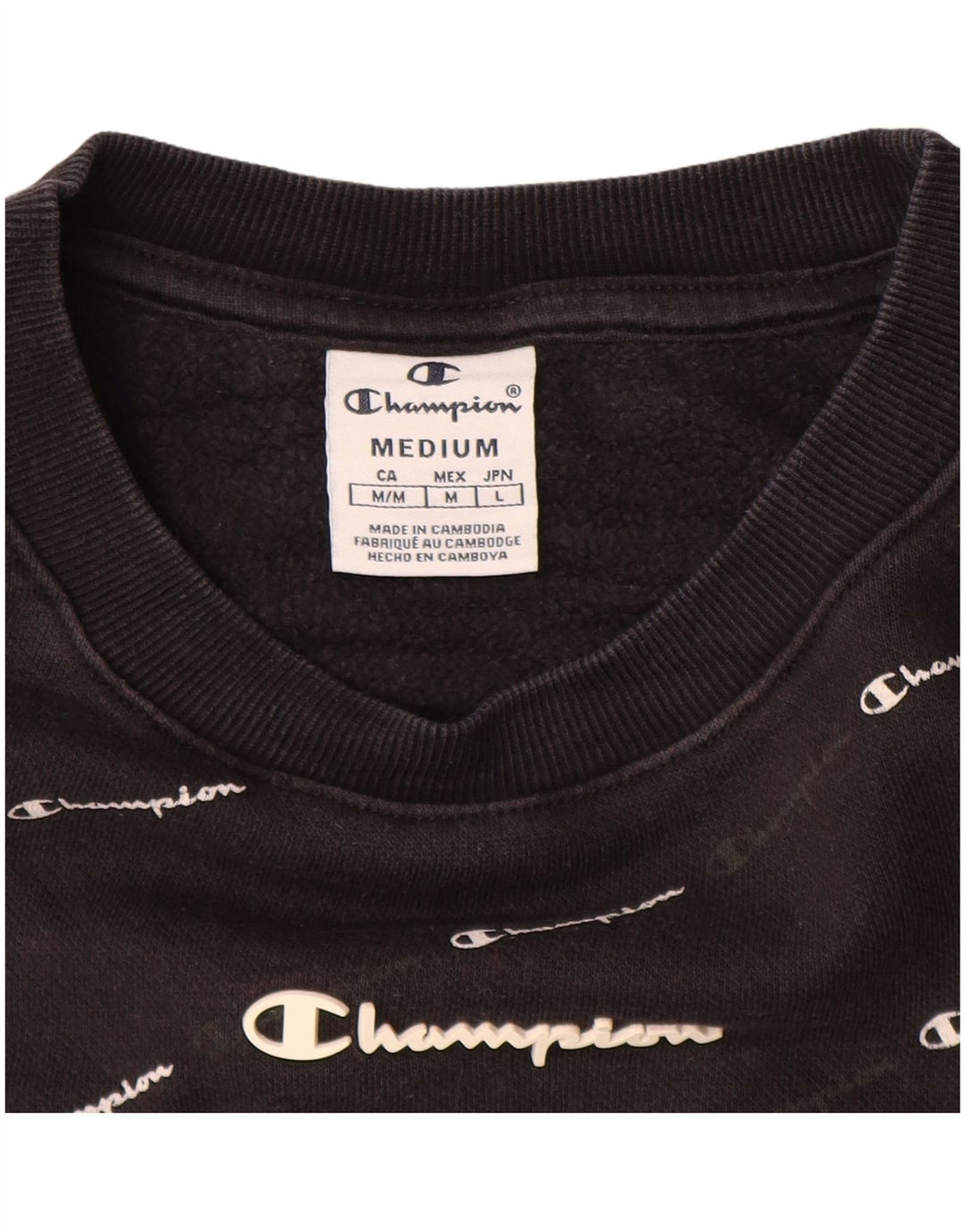 Felpa con grafica da donna CHAMPION Maglione UK 14 Medium Nero