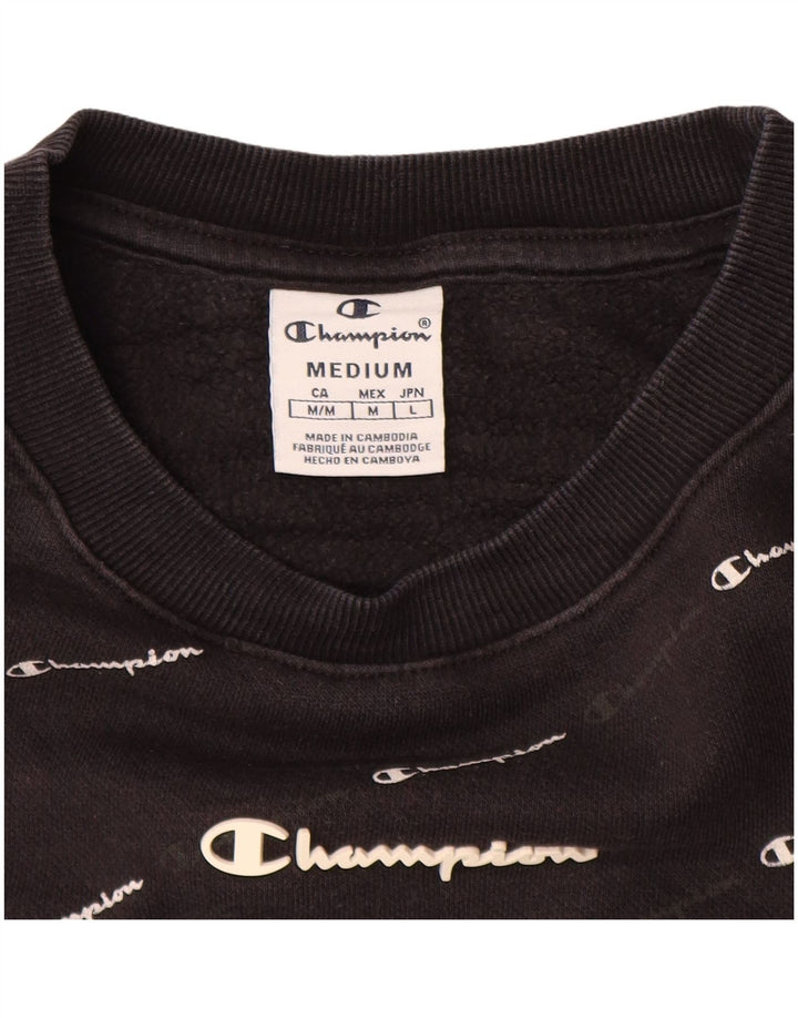 Felpa con grafica da donna CHAMPION Maglione UK 14 Medium Nero