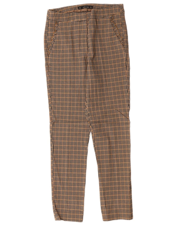 Pantaloni chino slim da donna Zara piccoli W26 L27 viscosa a quadretti marrone