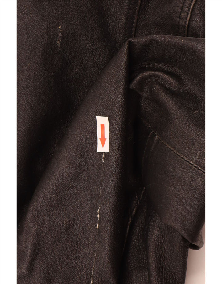 Giacca in pelle da donna vintage UK 10 piccola in pelle nera