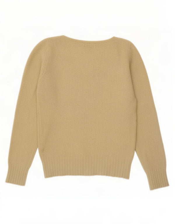 Maglione da donna con scollo a V Benetton UK 10 Small Beige Argyle/Diamond