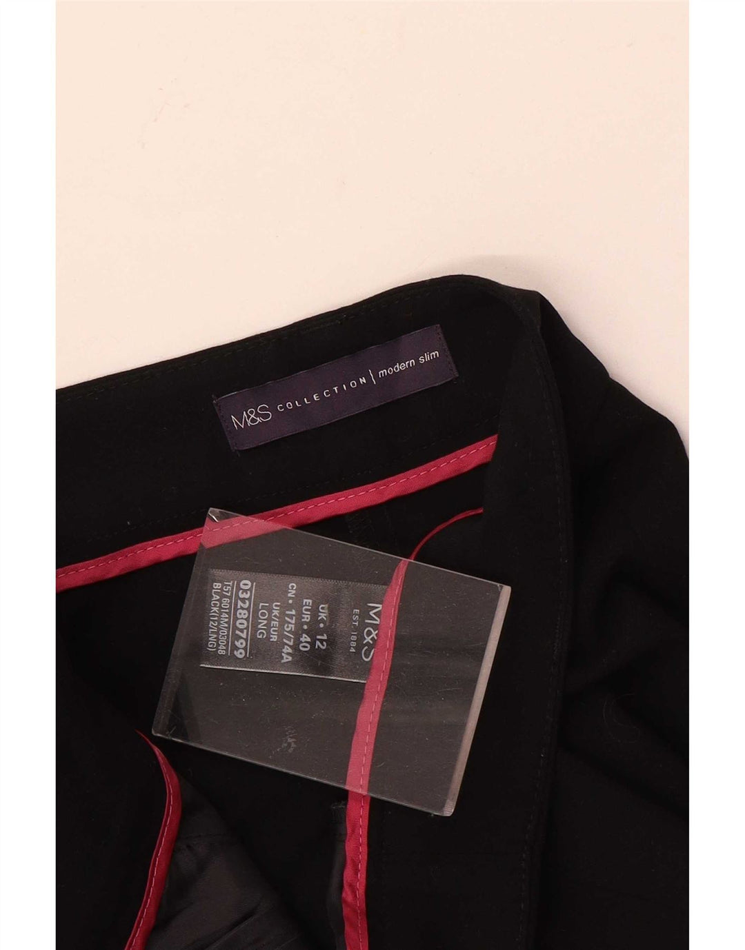 Pantaloni da abito slim moderni da donna Marks & Spencer UK 12 medi W32 L29 neri