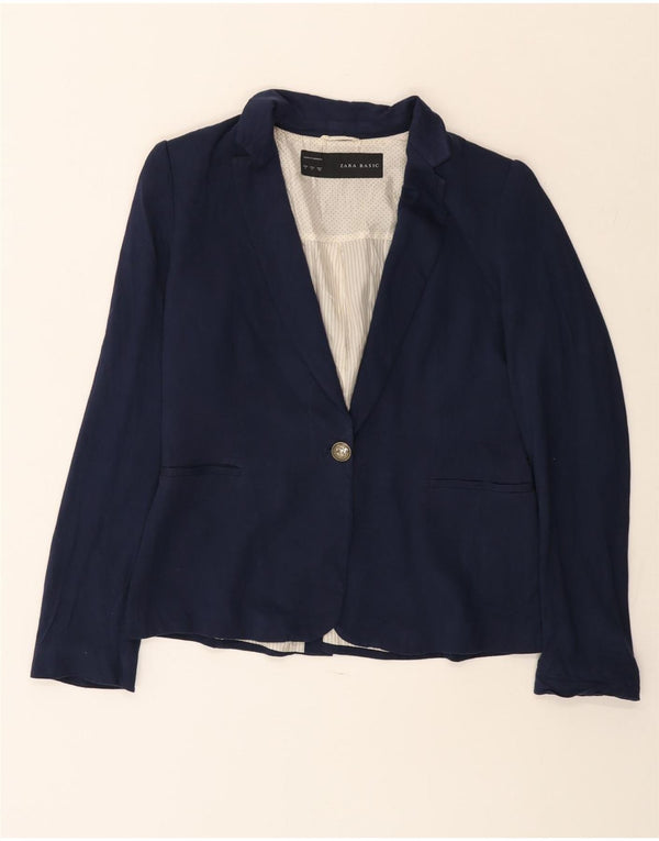 Giacca blazer da donna a 1 bottone Zara UK 14 grande blu navy
