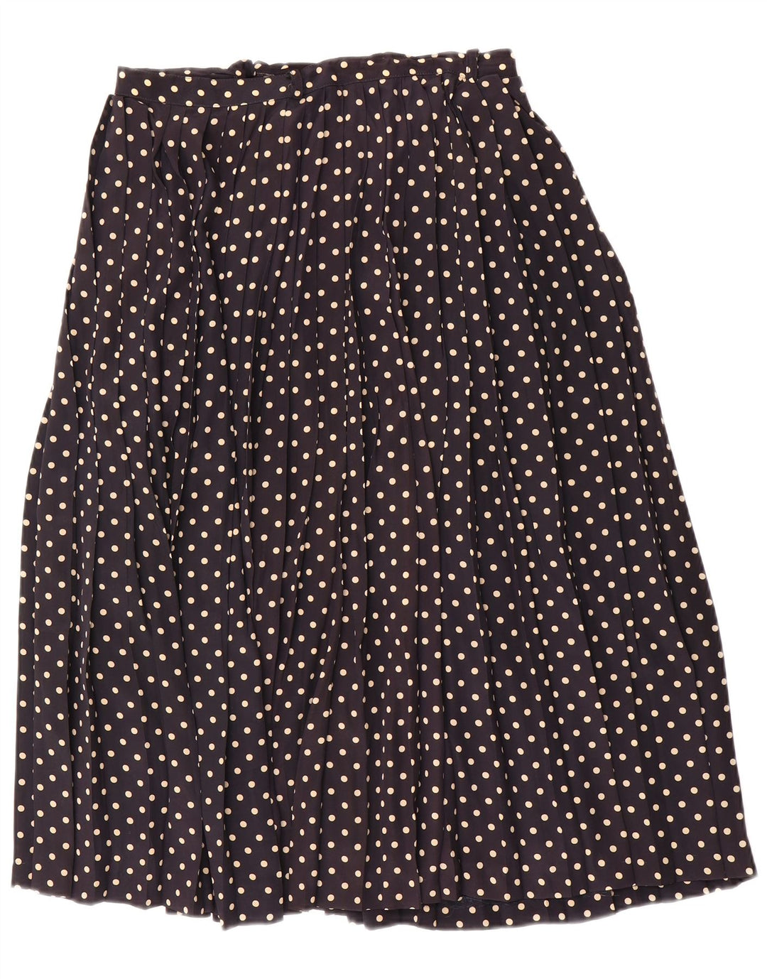 Gonna a pieghe vintage da donna a coltello W30 a pois blu navy medio