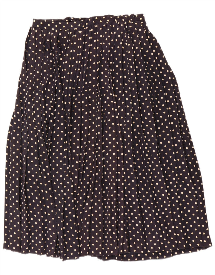 Gonna a pieghe vintage da donna a coltello W30 a pois blu navy medio