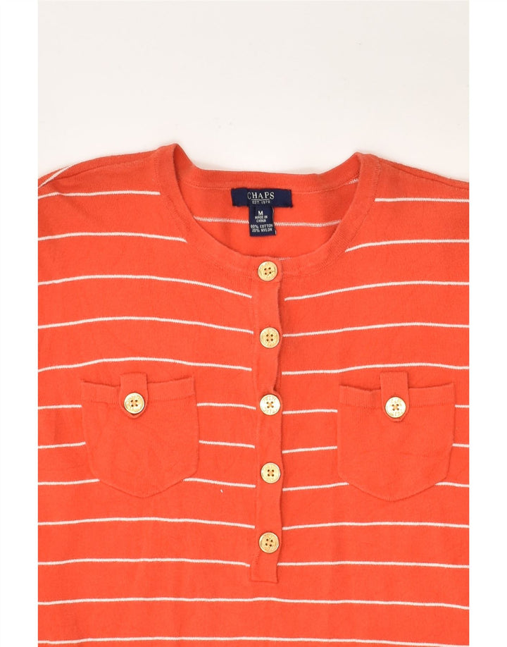 CHAPS Womens 3/4 Sleeve Button Neck Jumper Sweater UK 14 Medium Red | Vintage Chaps | Thrift | Second-Hand Chaps | Used Clothing | Messina Hembry 