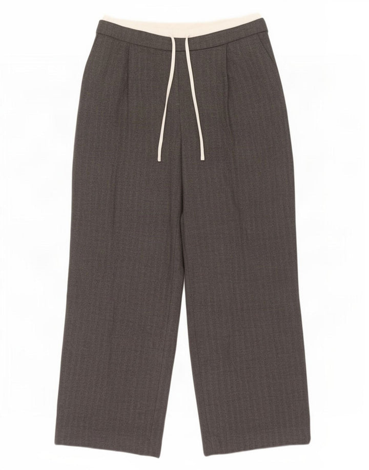 Pantaloni larghi da donna Zara medi W30 L30 poliestere grigio a spina di pesce