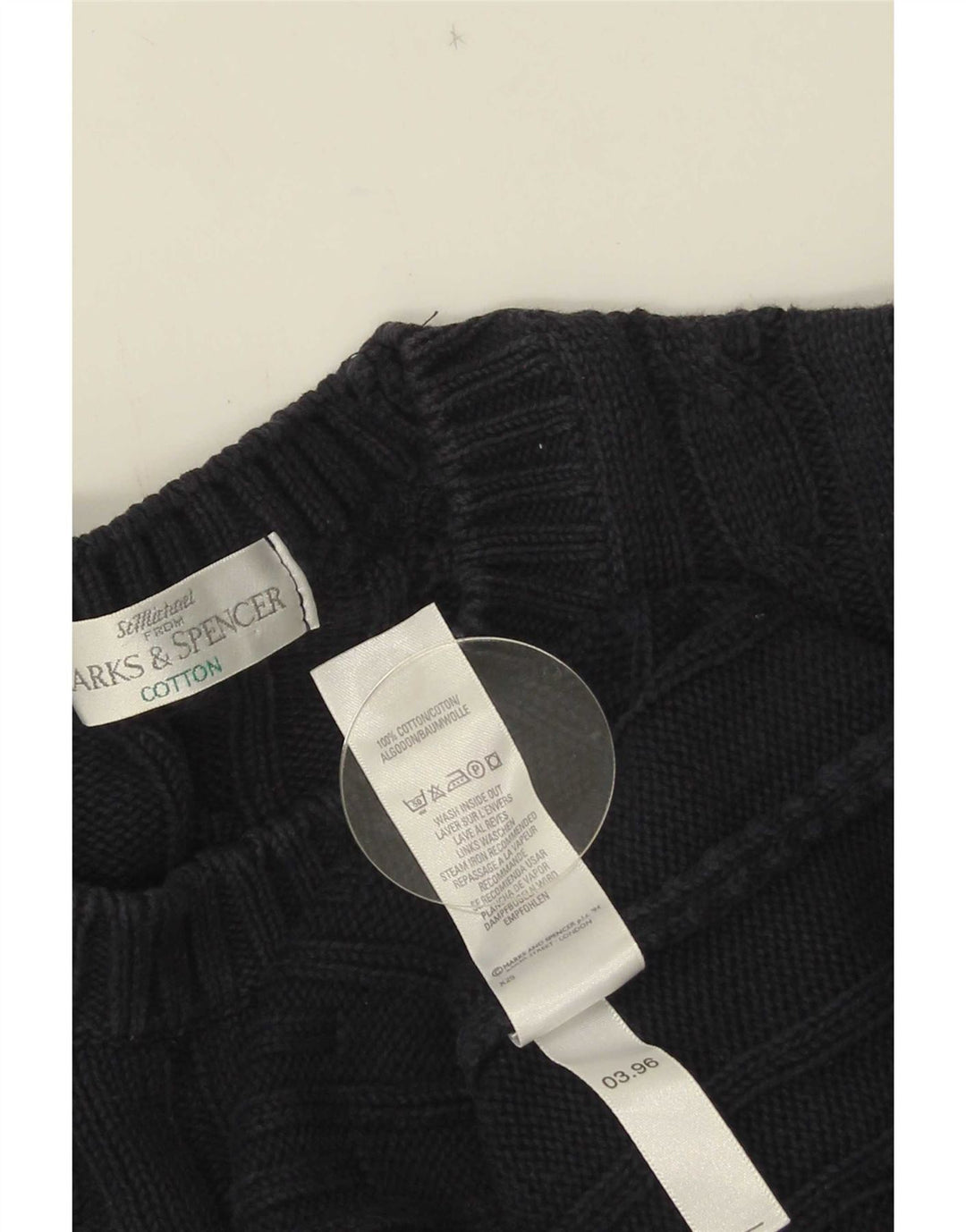 Maglione maglione girocollo da uomo Marks & Spencer cotone medio blu navy