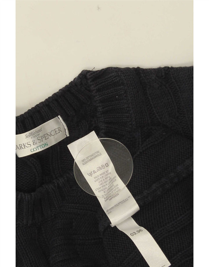 Maglione maglione girocollo da uomo Marks & Spencer cotone medio blu navy