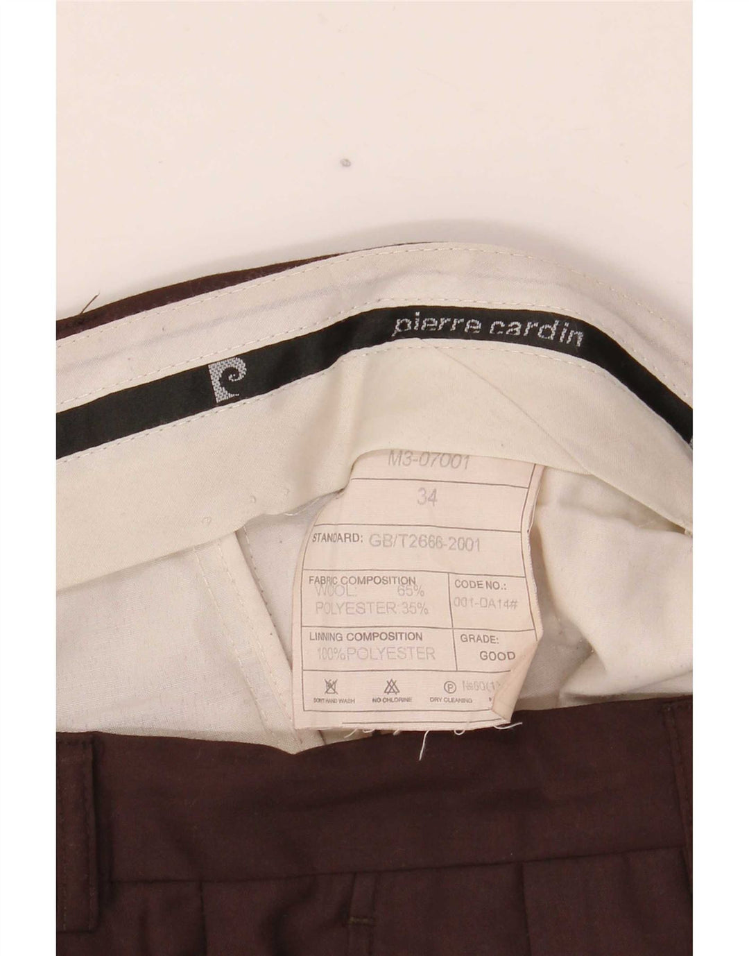 Pantaloni da abito con pegging da uomo Pierre Cardin W34 L29 Lana marrone