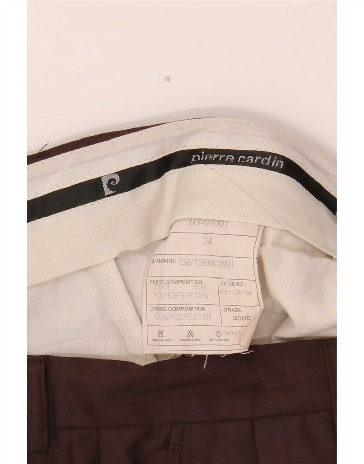 Pantaloni da abito con pegging da uomo Pierre Cardin W34 L29 Lana marrone