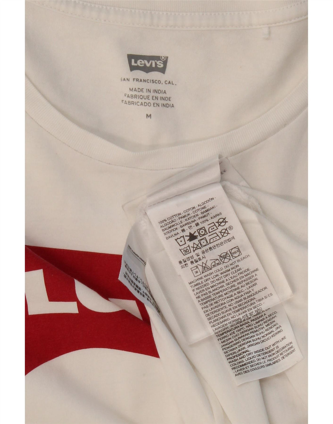 T-shirt grafica da donna LEVI'S Top UK 12 cotone bianco medio