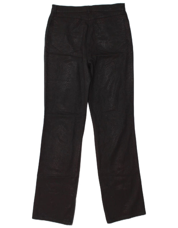 Pantaloni casual da donna JAEGER UK 10 piccoli W28 L30 neri con stampa animalier