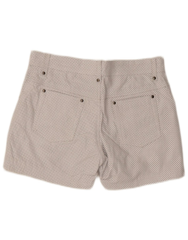 Pantaloncini casual in pelle vintage da donna W33 in pelle maculata bianca media