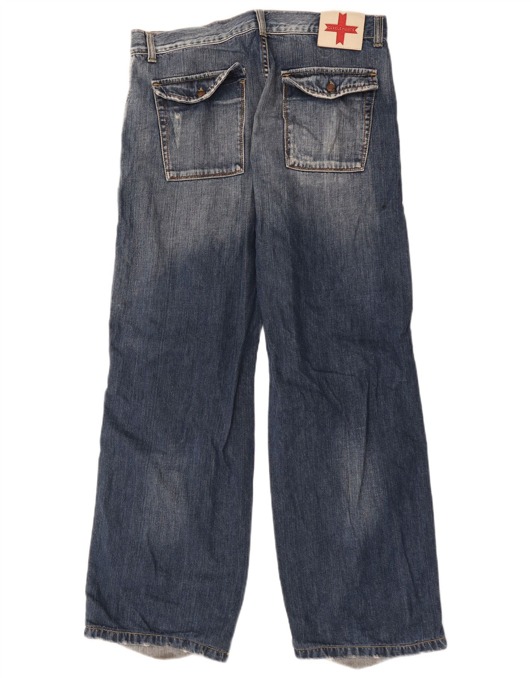 Jeans larghi cargo da uomo Zu Elements W33 L31 cotone color block blu navy