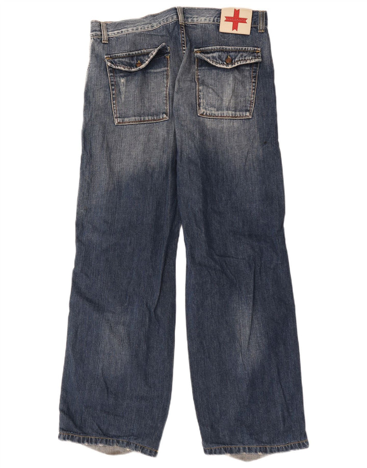 Jeans larghi cargo da uomo Zu Elements W33 L31 cotone color block blu navy