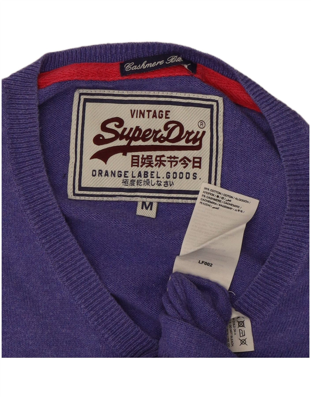 Maglione da donna con scollo a V SUPERDRY UK 14 Cotone viola medio