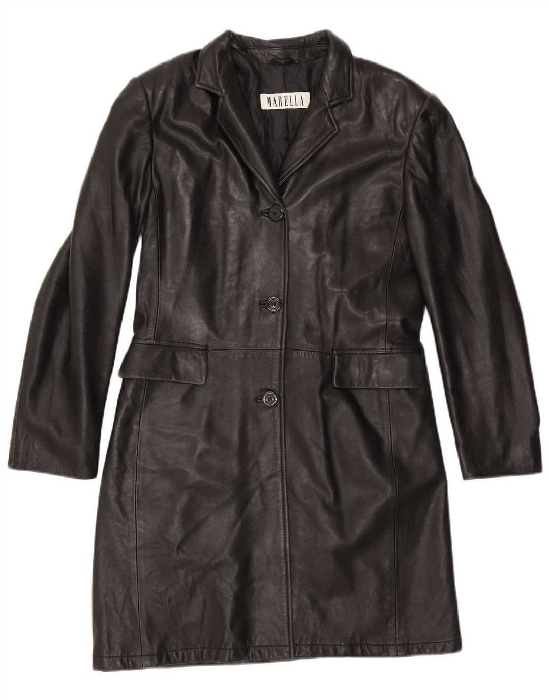 Cappotto in pelle da donna Marella UK 12 Pelle nera media