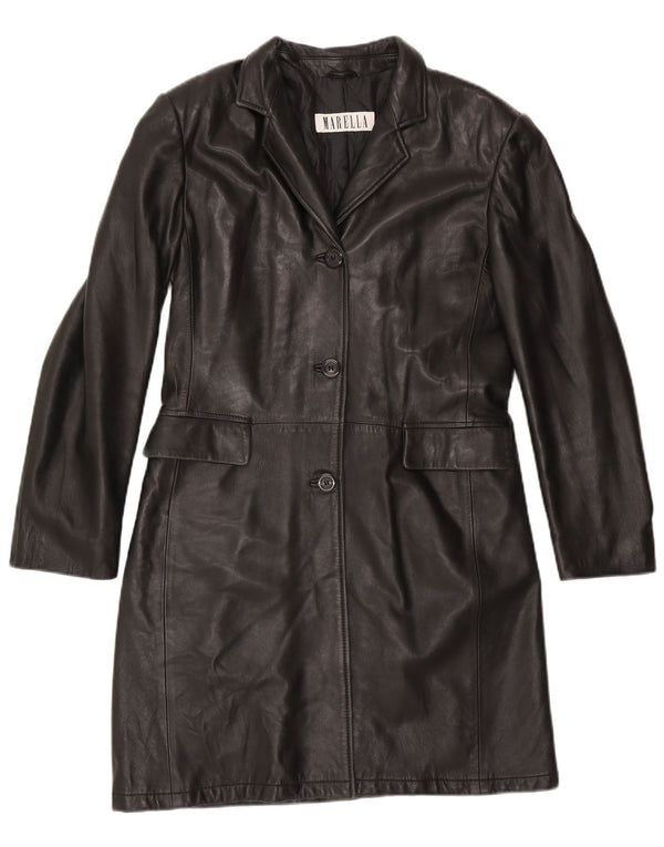 Cappotto in pelle da donna Marella UK 12 Pelle nera media