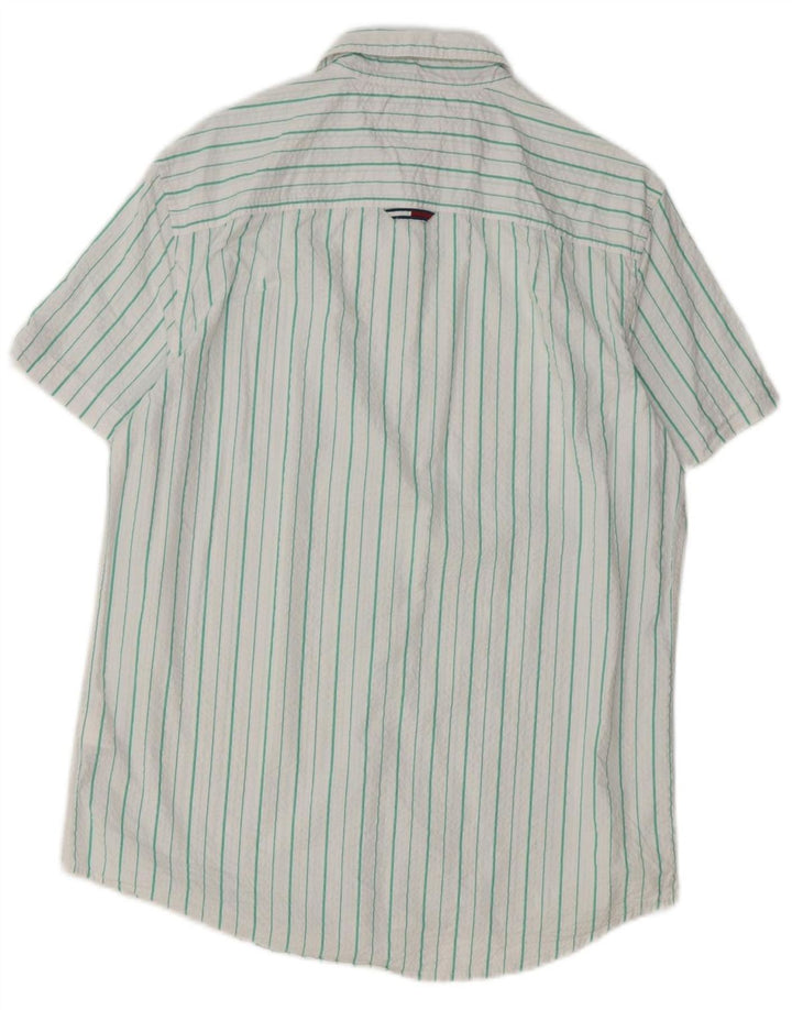 TOMMY HILFIGER Camicia da uomo a maniche corte vestibilità regolare a righe bianche grandi