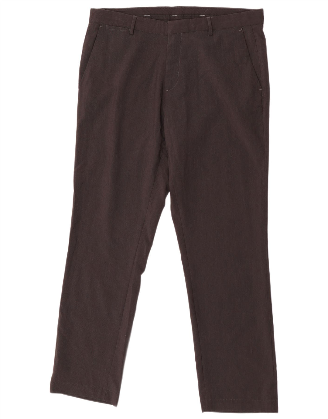 Pantaloni da abito dritti da uomo Calvin Klein W35 L30 poliestere marrone