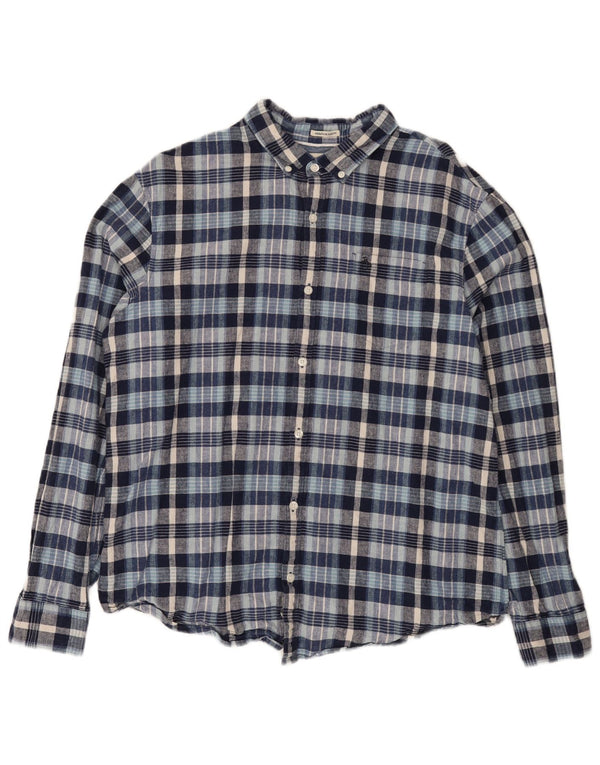 Penguin Mens Heritage Slim Fit Camicia 2XL Lino scozzese blu