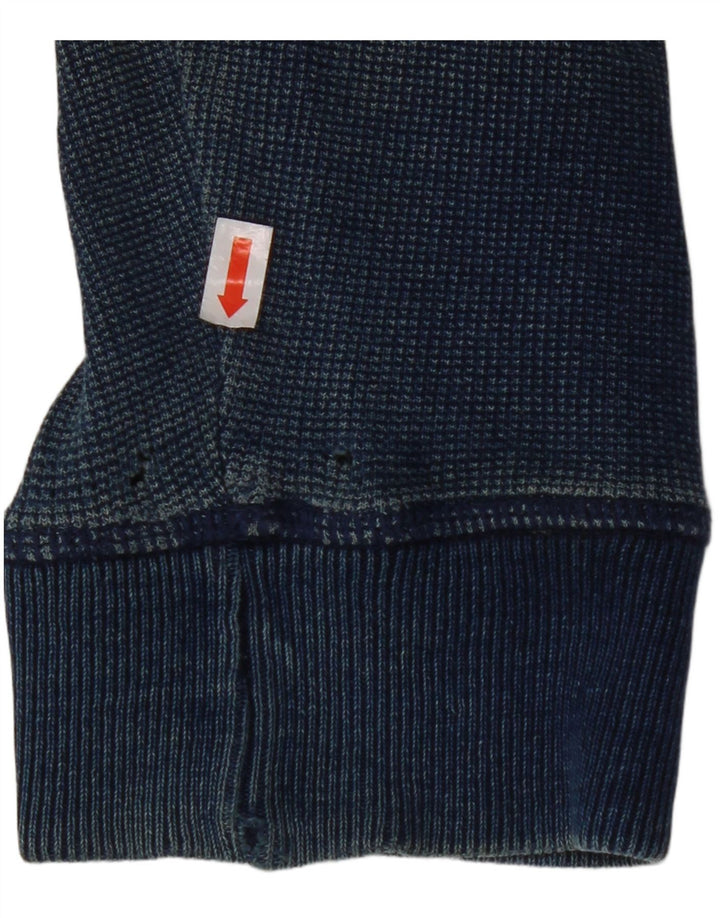 FAT FACE Maglione con cappuccio e zip da uomo in cotone blu navy medio