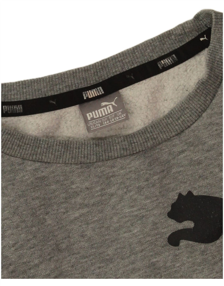 Felpa grafica da ragazzo Puma 13-14 anni in cotone grigio