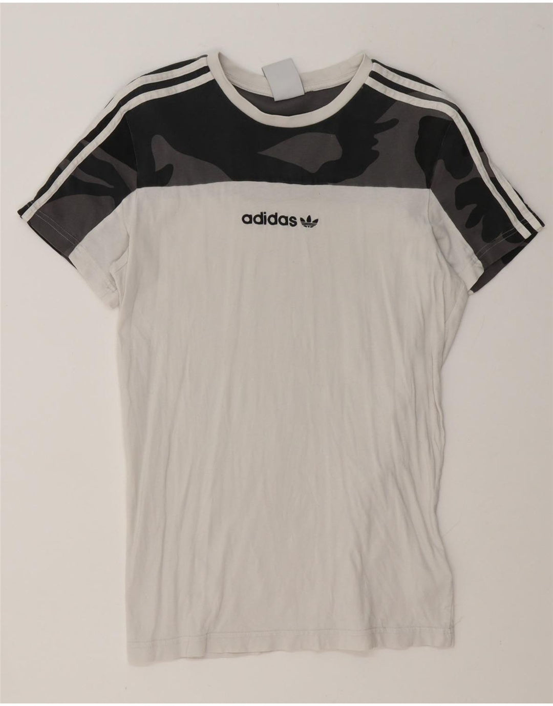 T-shirt da uomo Adidas Top Small in cotone mimetico bianco