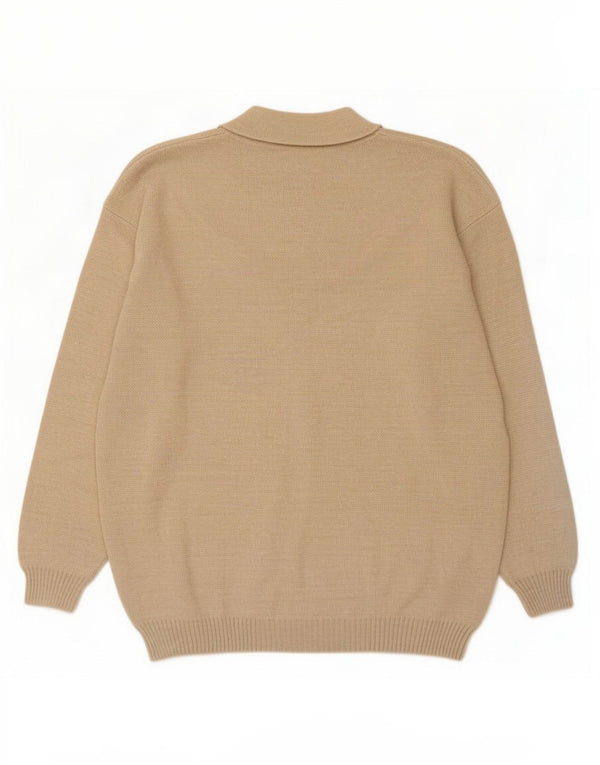 Maglione girocollo da uomo vintage IT 54 XL Beige geometrico