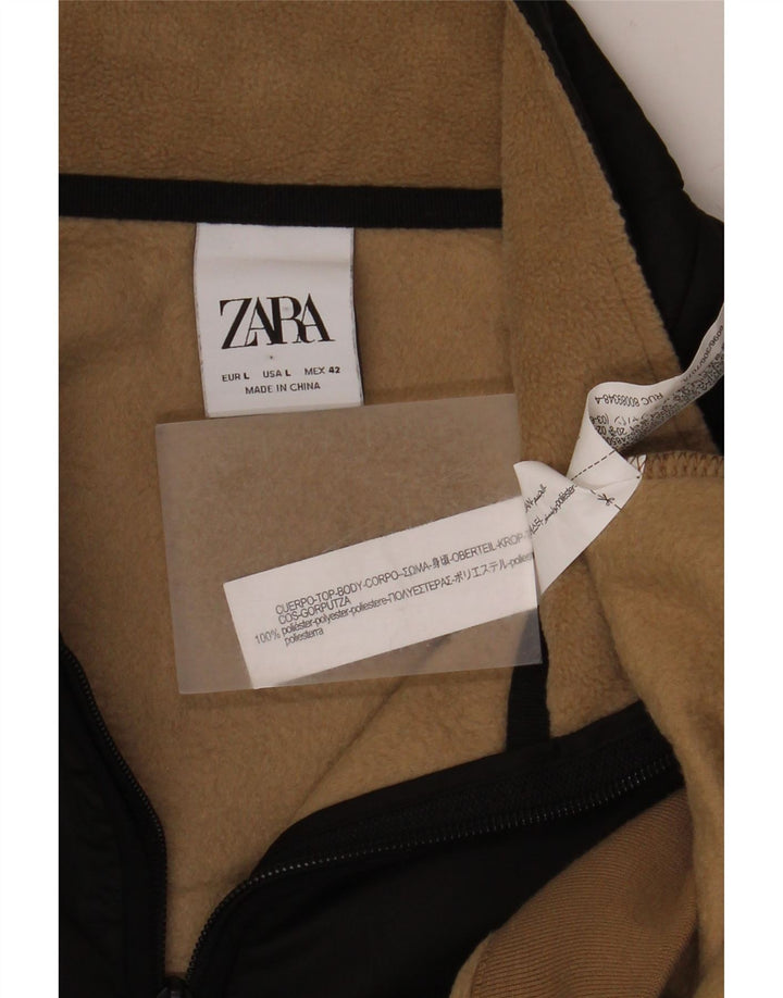 Felpa Zara da uomo con collo con zip, maglione grande, poliestere color block beige