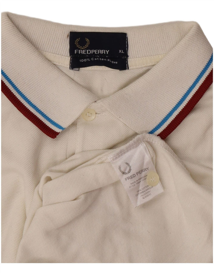 Polo a maniche lunghe da uomo Fred Perry XL in cotone bianco