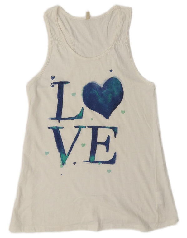 Canottiera grafica per ragazze Benetton 11-12 anni 2XL cotone bianco