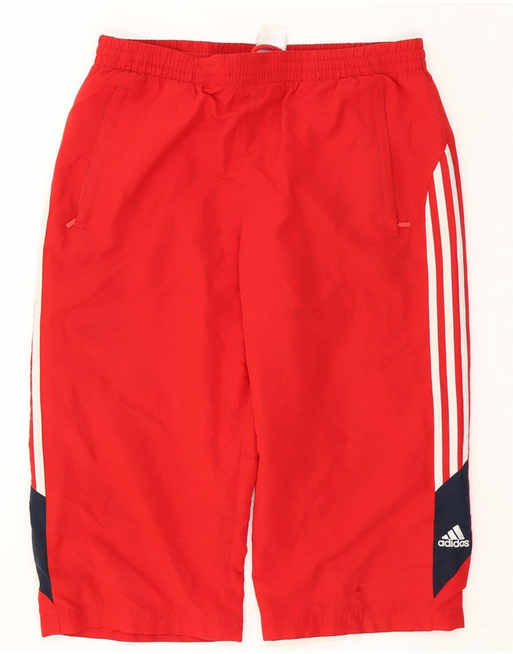Pantaloncini sportivi da uomo Adidas Bermuda, poliestere color block rosso medio