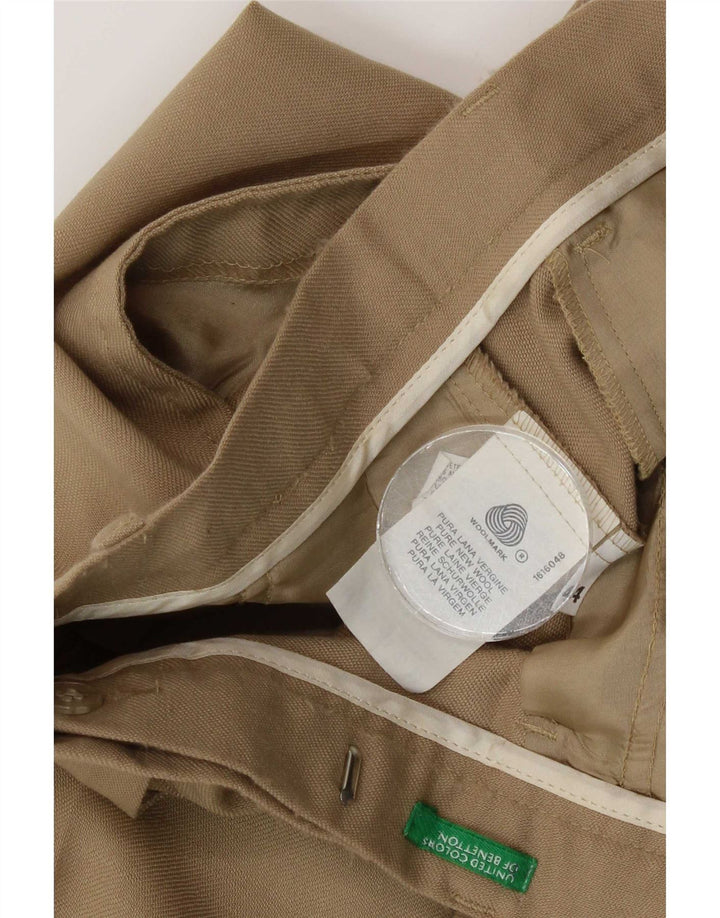 Pantaloni da abito dritti da donna Benetton IT 44 medio W28 L31 Beige