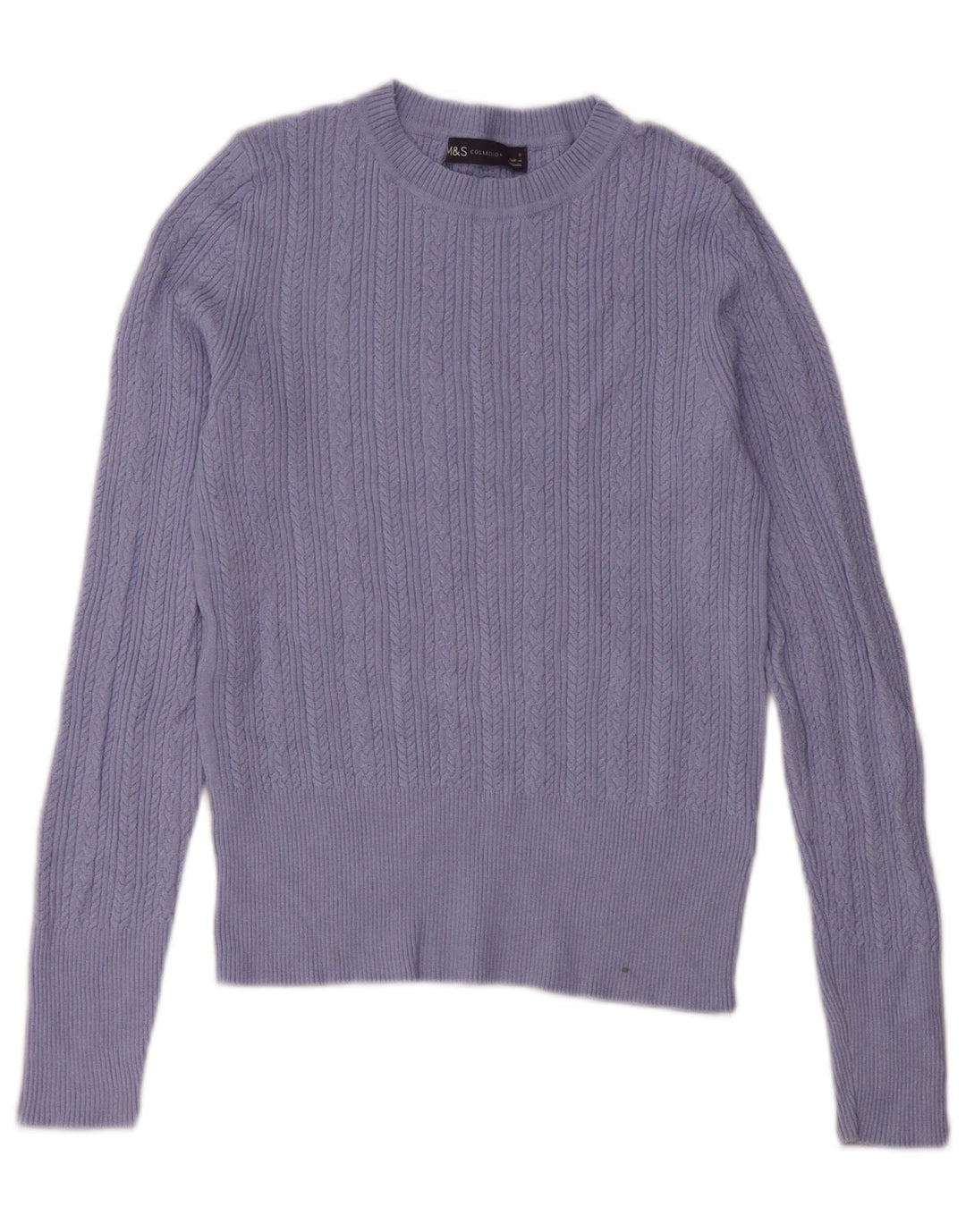 Maglione maglione girocollo da donna Marks & Spencer UK 8 piccolo viscosa blu