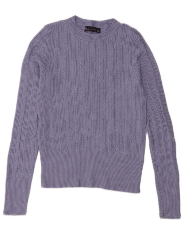Maglione maglione girocollo da donna Marks & Spencer UK 8 piccolo viscosa blu