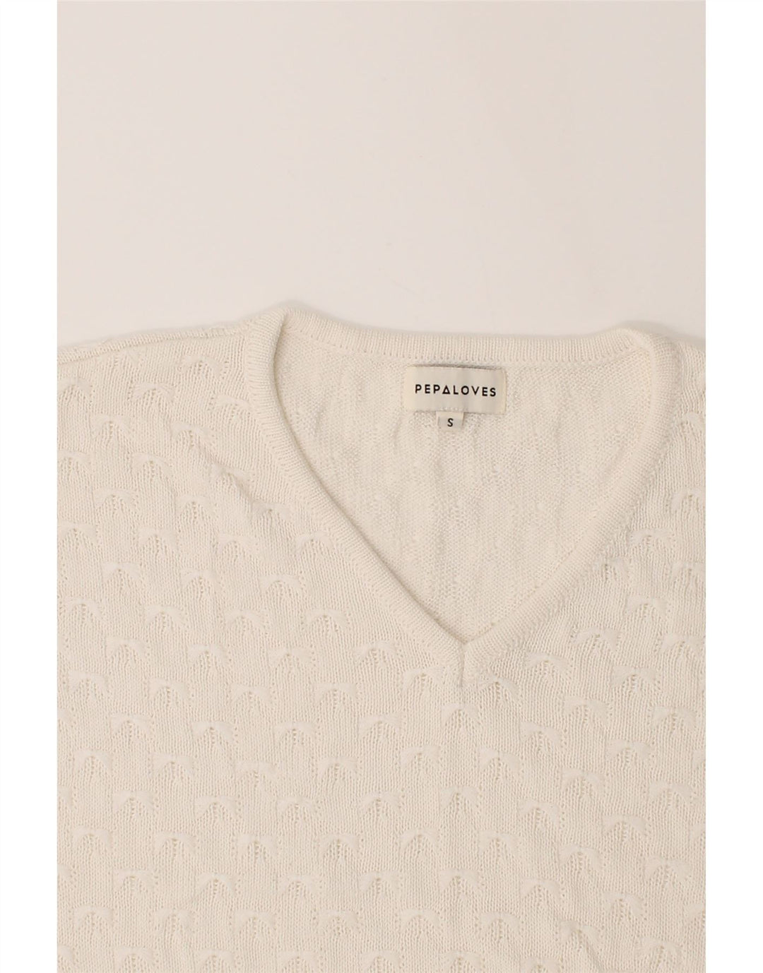 PEPALOVES Womens Oversized V-Neck Jumper Sweater UK 10 Small White Vintage Pepaloves and Second-Hand Pepaloves from Messina Hembry 