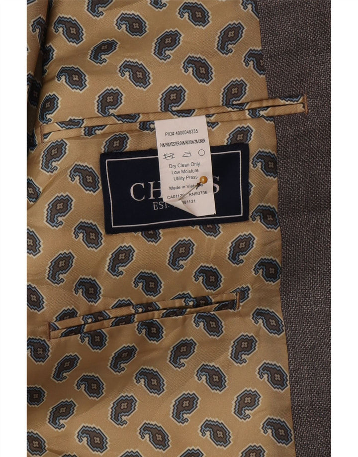 Giacca blazer da uomo a 2 bottoni Chaps UK 40 grande poliestere grigio