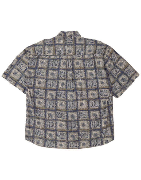 HAPPY LIFE Camicia a maniche corte da uomo Taglia 43/44 XL Blu geometrico